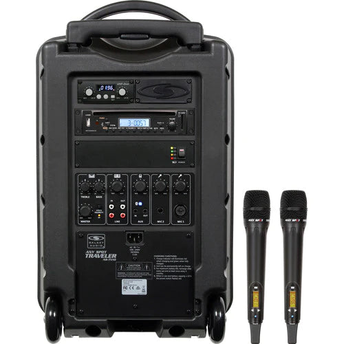 Galaxy Audio TV10-CT20HH00 TV10 w/CD Player, audio link transmitter, 1 Dual receiver and 2 handheld mics - Galaxy Audio TV10 Traveler 10" Portable PA System with CD Player/Audio Link Transmitter & 2 Handheld Wireless Microphones