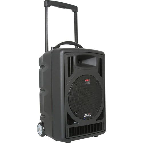 Galaxy Audio Any Spot Traveler TV8 8" 2-Way 120W Portable PA System with RM-CD CD/MP3 Player/AS-TV8TX Audio Link Transmitter/TV5-REC Single UHF Receiver/TVMBP Bodypack Transmitter and HS-U3BK Headset Microphone