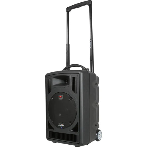 Galaxy Audio Any Spot Traveler TV8 8" 2-Way 120W Portable PA System with RM-CD CD/MP3 Player/AS-TV8TX Audio Link Transmitter/TV5-REC Single UHF Receiver/TVMBP Bodypack Transmitter and HS-U3BK Headset Microphone