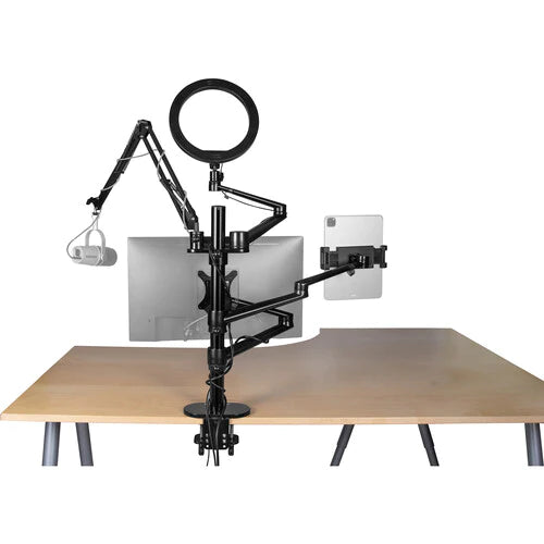 GATOR CASES GFW-STREAMSTAND All-in-One Desk-Clamping Stream Stand with 6-Point Accessory Attachment System