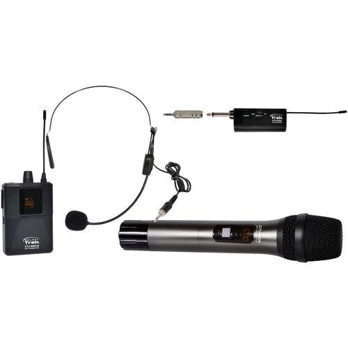 Galaxy Audio GTU-HSP5AB TREK UHF DUAL HANDHELD/ BODY PACK HEADSET WIRELESS: UHF Mini dual wireless  system, 1 handheld transmitter, 1 headset mic w/transmitter, 1 dual receiver