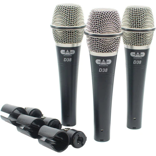 CAD AUDIO D38X3 D38 SuperCardioid Dynamic Mic 3 Pack - CAD D38X3 Supercardioid Dynamic Handheld Microphone (3 Pack)