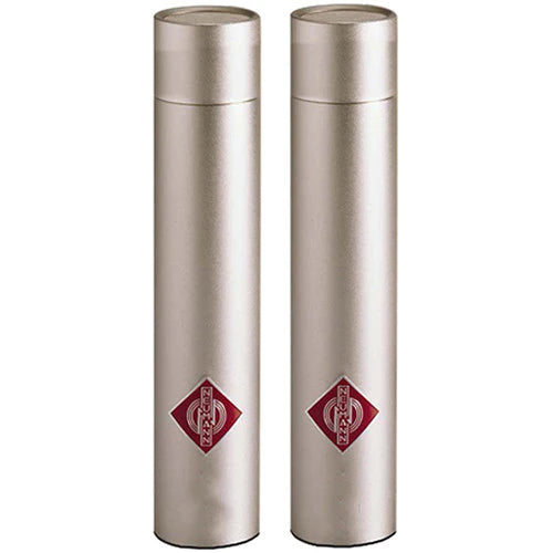 Neumann KM183 STEREO SET Stereo set includes two each: KM 183, SG 21 BK, WNS 100 in one woodbox - Neumann KM183 STEREO SET Matched Microphone Pair (Nickel)