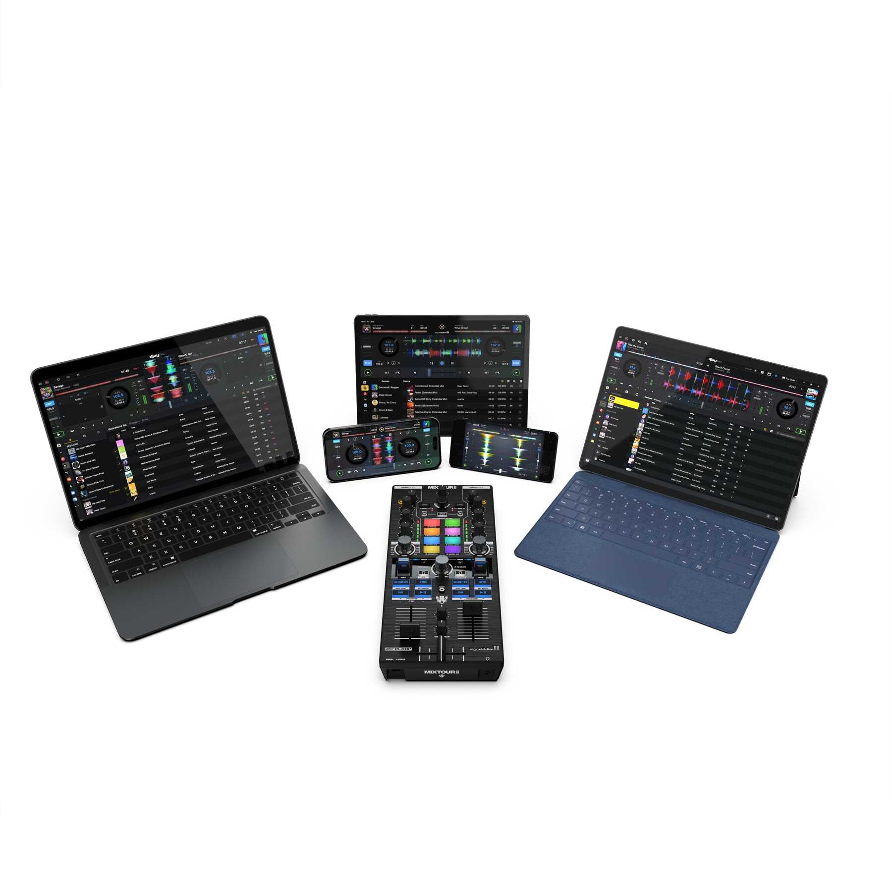 RELOOP MIXTOUR PRO - High-quality, ultra-portable, all-in-one four-deck DJ controller with audio interface