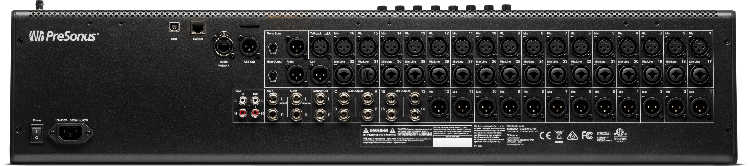 PRESONUS STUDIOLIVE III SE 32 - 40-channel, 26-bus digital mixer with 33 motorized faders, a 64x64 USB Audio Interface, and Milan-certified AVB Audio Networking.