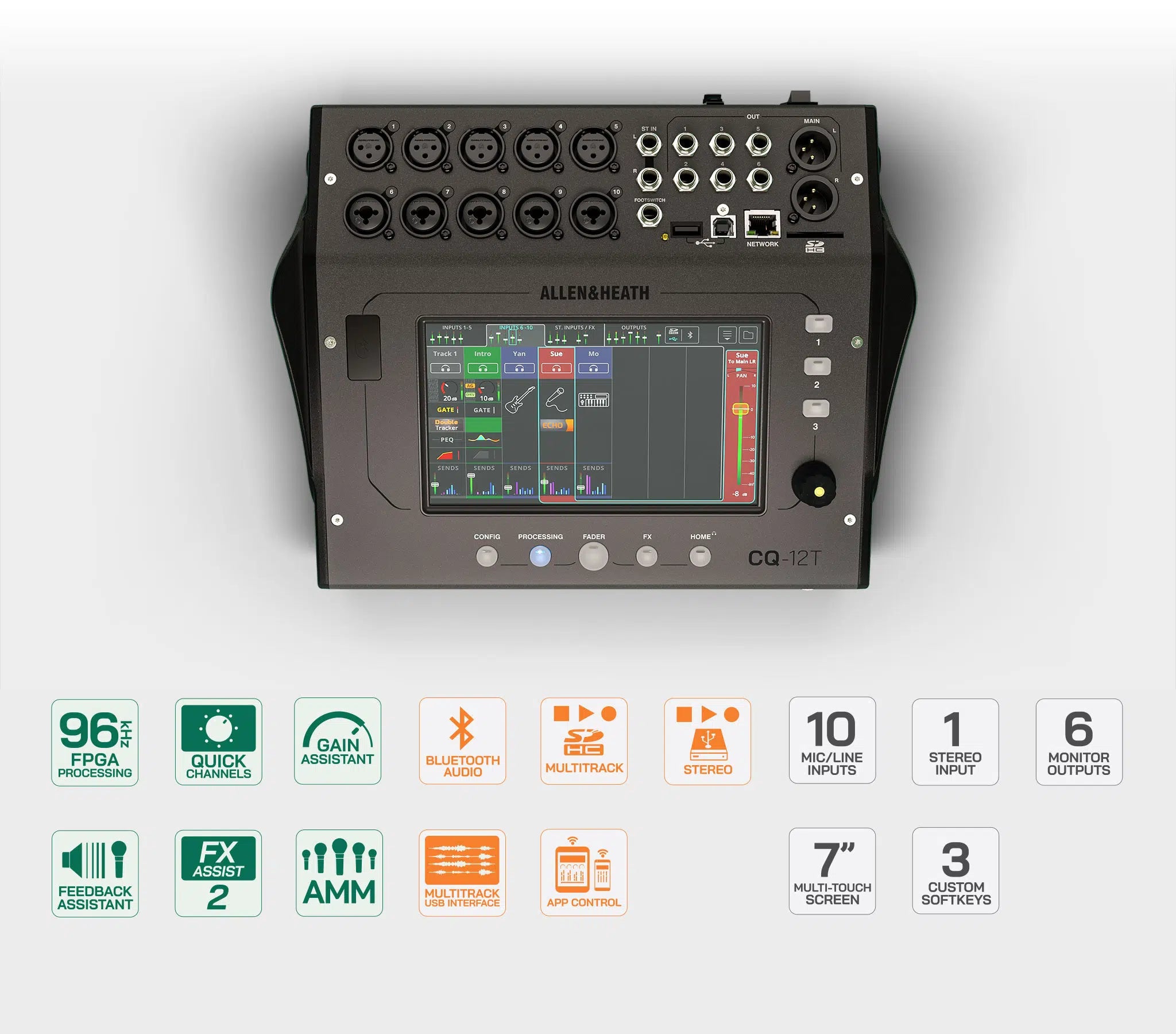 Allen & Heath CQ-12T - Ultra-Compact 12in / 8out Digital Mixer