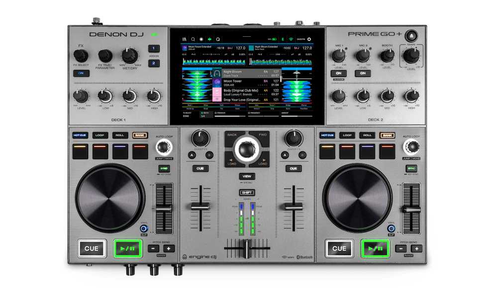 DENON DJ PRIME GO + Rechargeable Battery-powered, Standalone DJ System with Wi-Fi Streaming