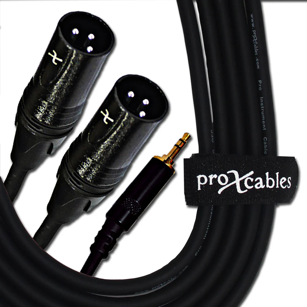 PRO-X- XC-CMXM5 - ProX XC-CMXM5 3.5mm Mini TRS Male to Dual XLR Male High Performance Audio Y Cable - 5 Foot