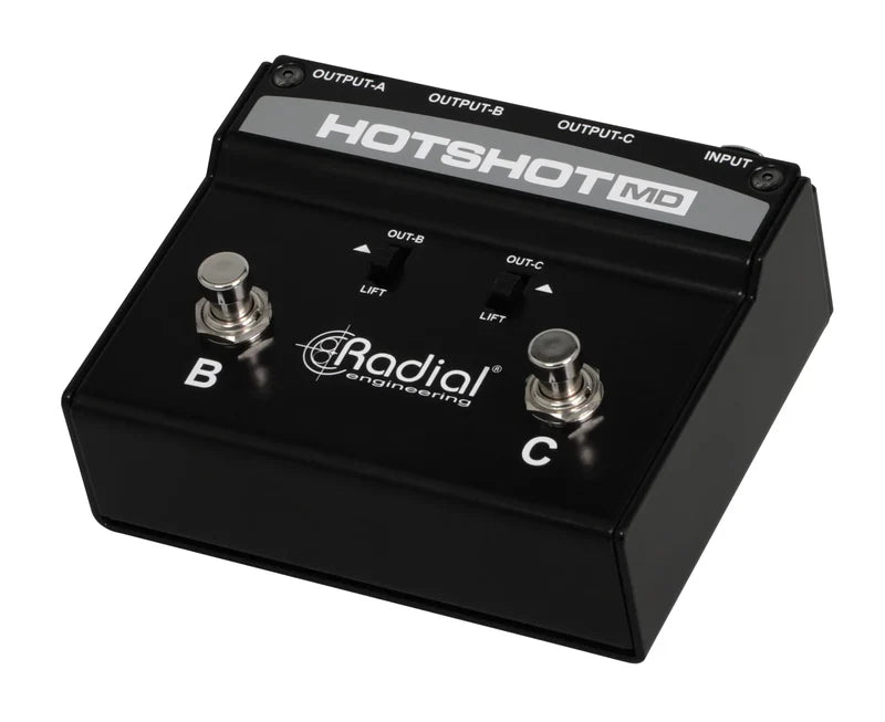 RADIAL HOTSHOT MD -  Dual Momentary footswitches toggle dynamic mic from PA to Multiple Destinations
