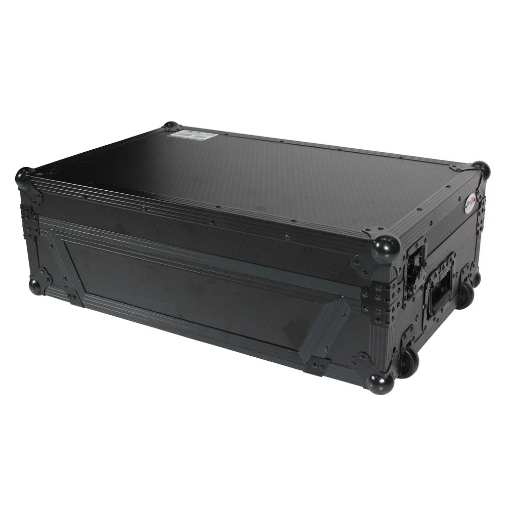 PRO-X- XS-REV71K2U WLTBL LED - Flight Case for Pioneer DDJ-REV7 & DDJ-1000/SRT with 2U Rackspace/Laptop Shelf/Wheels - Black Finish