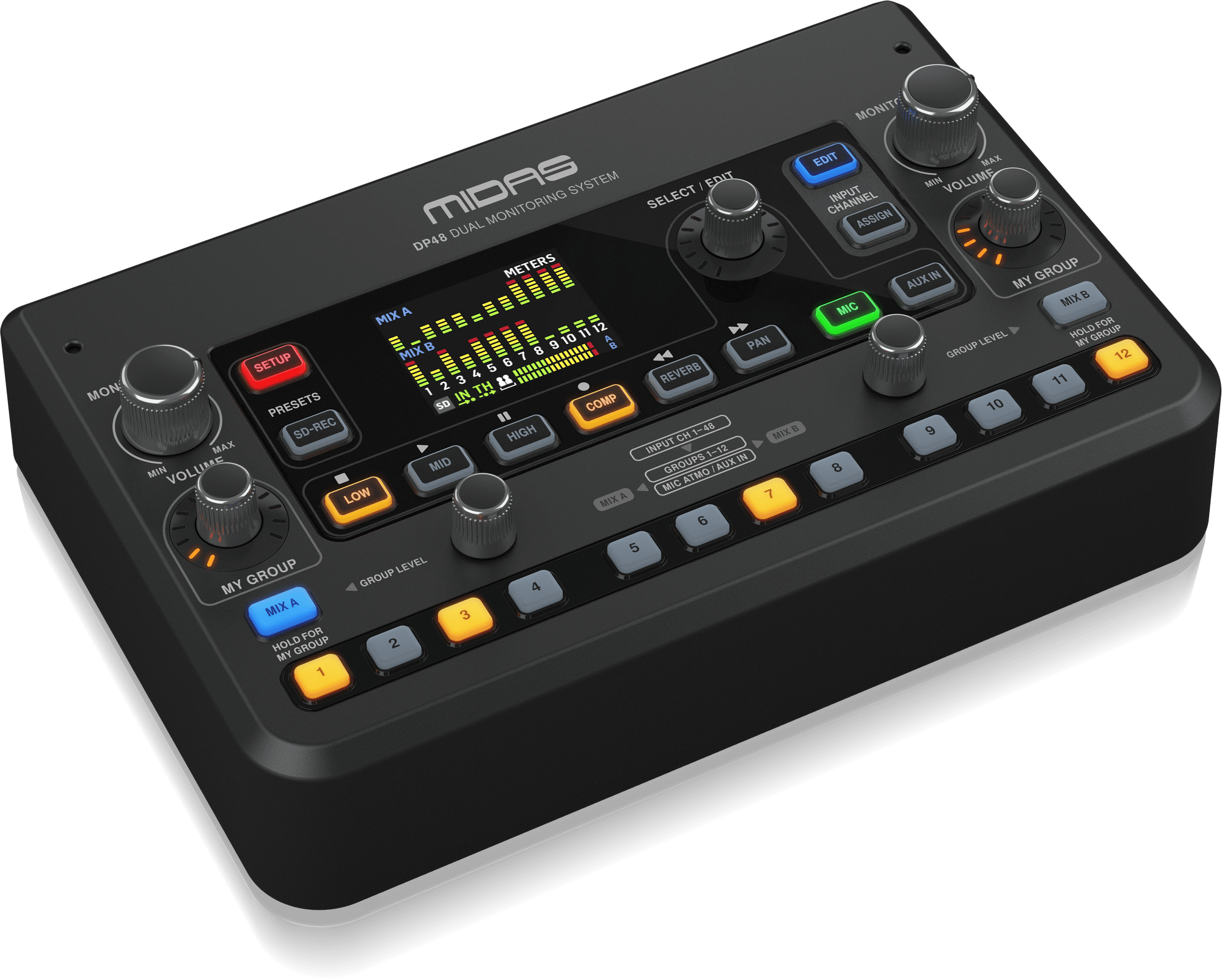 MIDAS DP-48 (CONTACT US TO CONFIRM PRICE ANDS AVAILABILITY) Dual 48-Channel Personal Monitor Mixer with SD Card Recorder, Stereo Ambience Microphone and Remote Powering