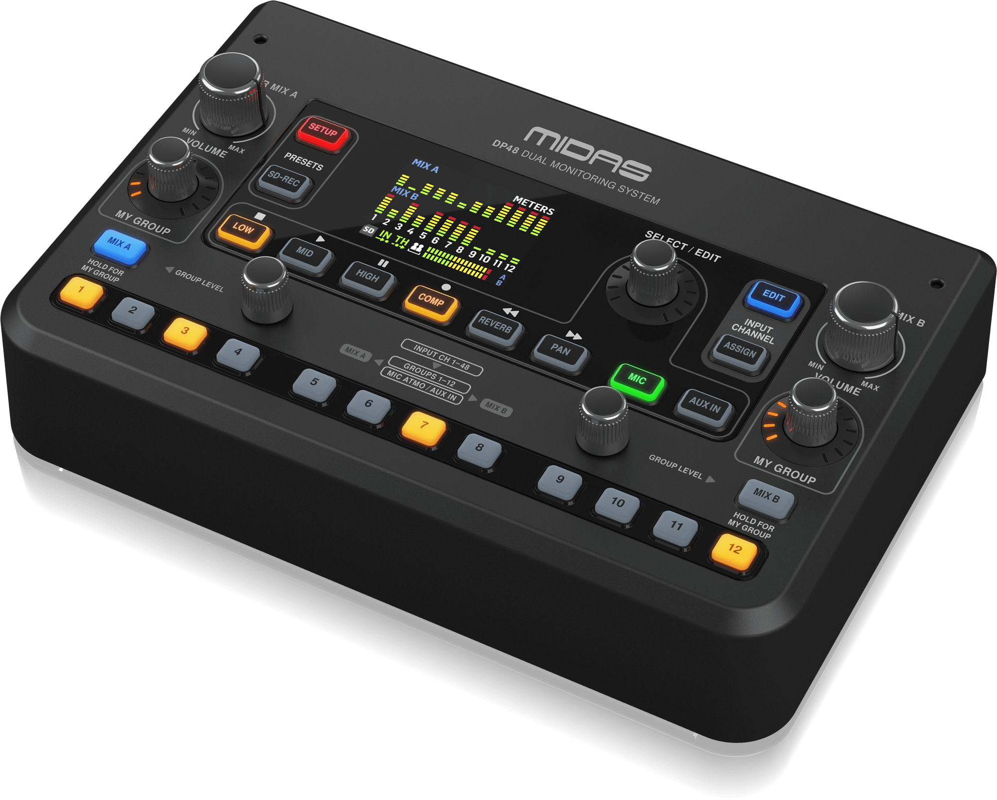 MIDAS DP-48 (CONTACT US TO CONFIRM PRICE ANDS AVAILABILITY) Dual 48-Channel Personal Monitor Mixer with SD Card Recorder, Stereo Ambience Microphone and Remote Powering