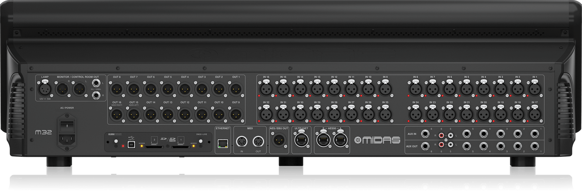 MIDAS M32 LIVE (CONTACT US TO CONFIRM PRICE ANDS AVAILABILITY) Digital Console for Live and Studio with 40 Input Channels, 32 Midas PRO Microphone Preamplifiers and 25 Mix Buses and Live Multitrack Recording