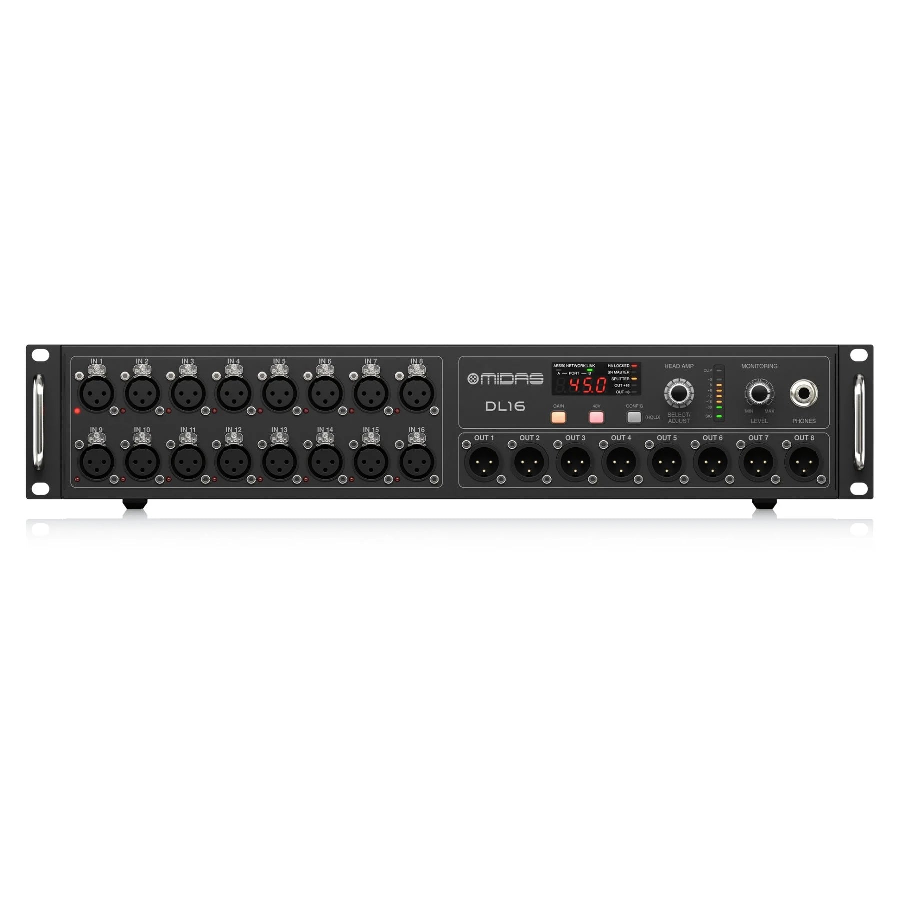 MIDAS DL16 (CONTACT US TO CONFIRM PRICE ANDS AVAILABILITY) 16 Input, 8 Output Stage Box with 16 Midas Microphone Preamplifiers, ULTRANET and ADAT Interfaces