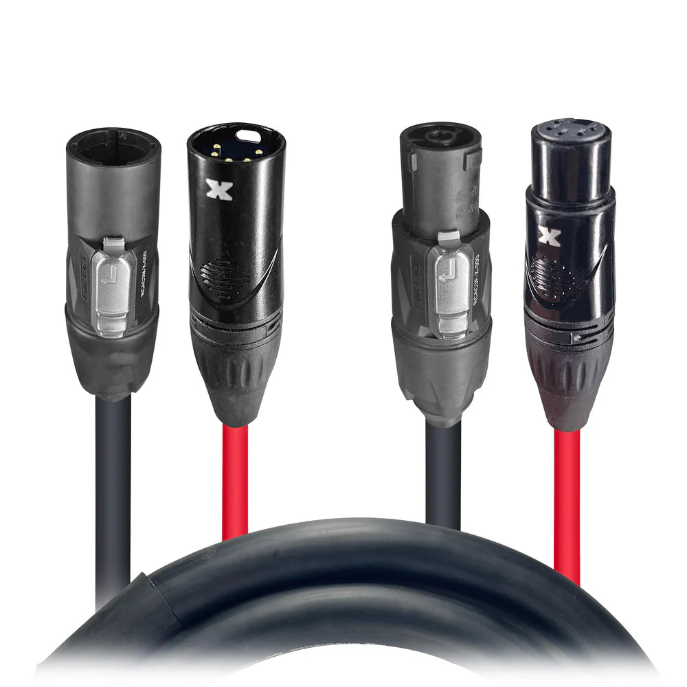PRO-X- XC-TR112-DMX06 - ProX XC-TR112-DMX06 Dual Powerkon to Dual DMX Combo Link Jumper Cable - 6'