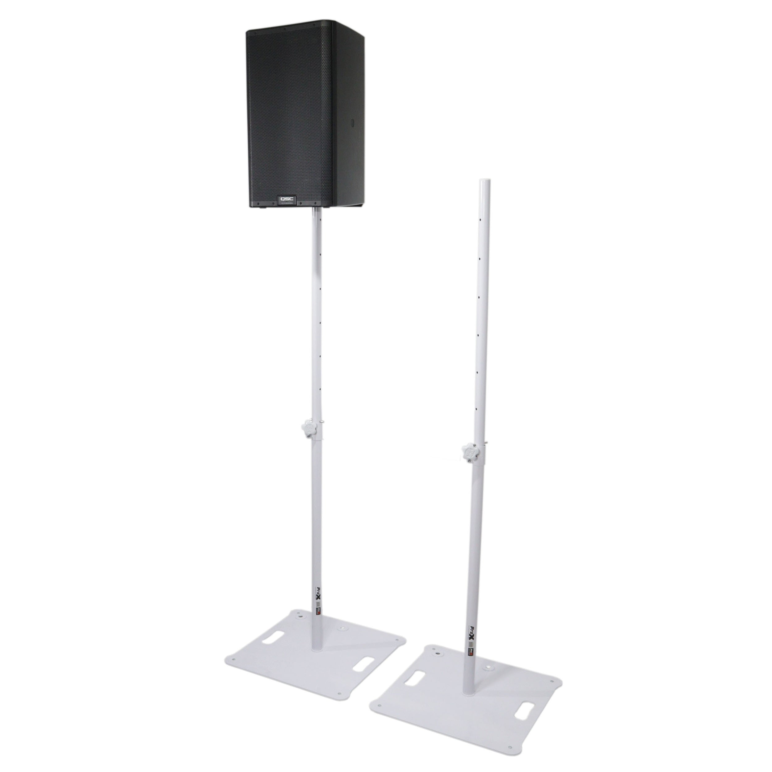 PROX-X- POLARIS WH X2 - ProX X-POLARISBLX2 POLARIS™ Portable Speaker and Lighting Dual Stand Kit w/Base Plate, Adjustable Pole, and Carry Bags (White Finish)