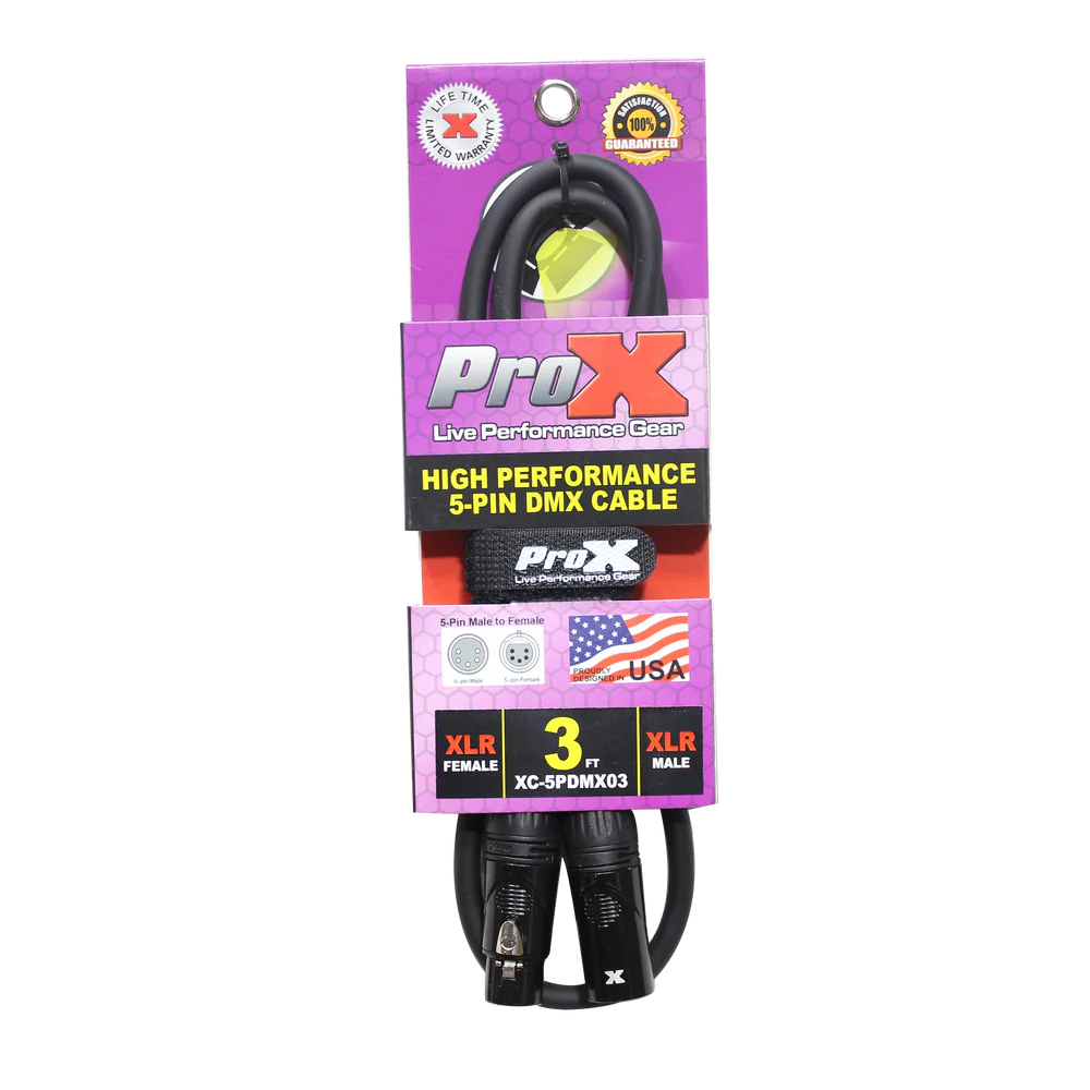 PRO-X- XC-5PDMX05 - ProX XC-5PDMX05 5 Ft. DMX XLR5-M to XLR5-F High Performance Data Cable