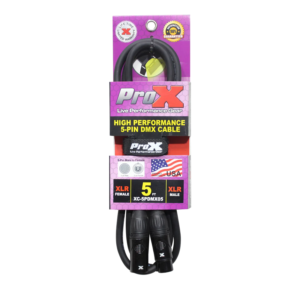 PROX-XC-5PDMX05 - ProX XC-5PDMX05 5 Ft. DMX XLR5-M to XLR5-F High Performance Data Cable