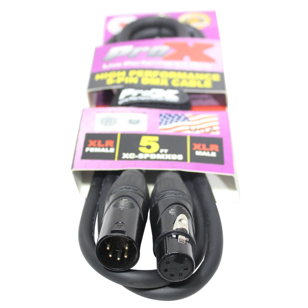 PRO-X- XC-5PDMX05 - ProX XC-5PDMX05 5 Ft. DMX XLR5-M to XLR5-F High Performance Data Cable