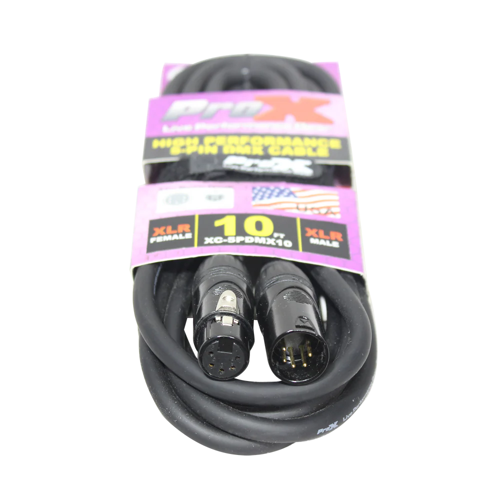 PRO-X- XC-5PDMX10 - ProX XC-5PDMX10 10 Ft. DMX XLR5-M to XLR5-F High Performance Cable