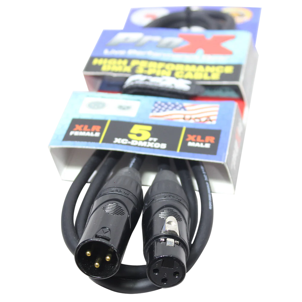 PRO-X- XC-DMX05 - ProX XC-DMX05 5 Ft. DMX XLR3-M to XLR3-F High Performance Cable