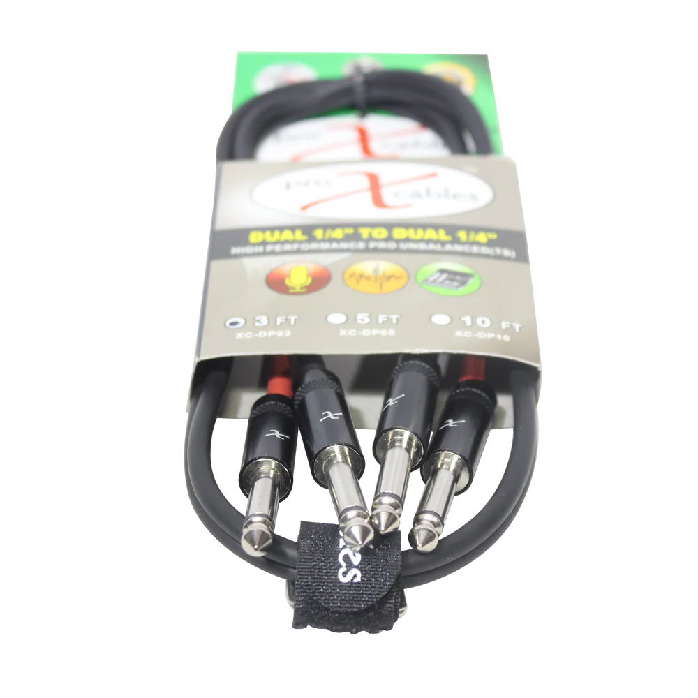 PRO-X- XC-DP03 - ProX XC-DP03 Unbalanced Dual 1/4" TS-M to Dual 1/4" TS-M High Performance Audio Cable - 3 Ft.