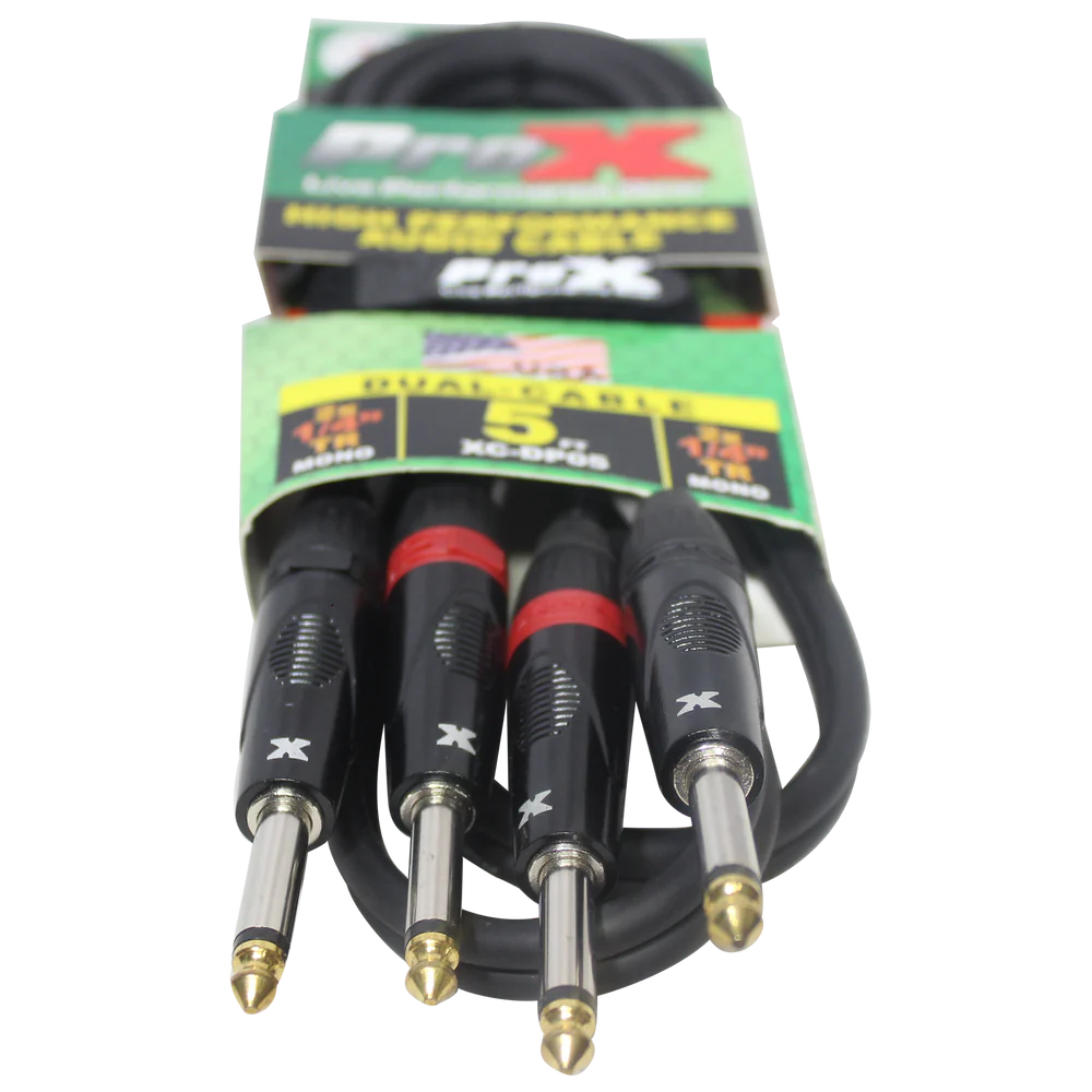 PRO-X- XC-DP10 - ProX XC-DP10 Unbalanced Dual 1/4" TS to Dual 1/4" TS High Performance Audio Cable - 10 Ft.