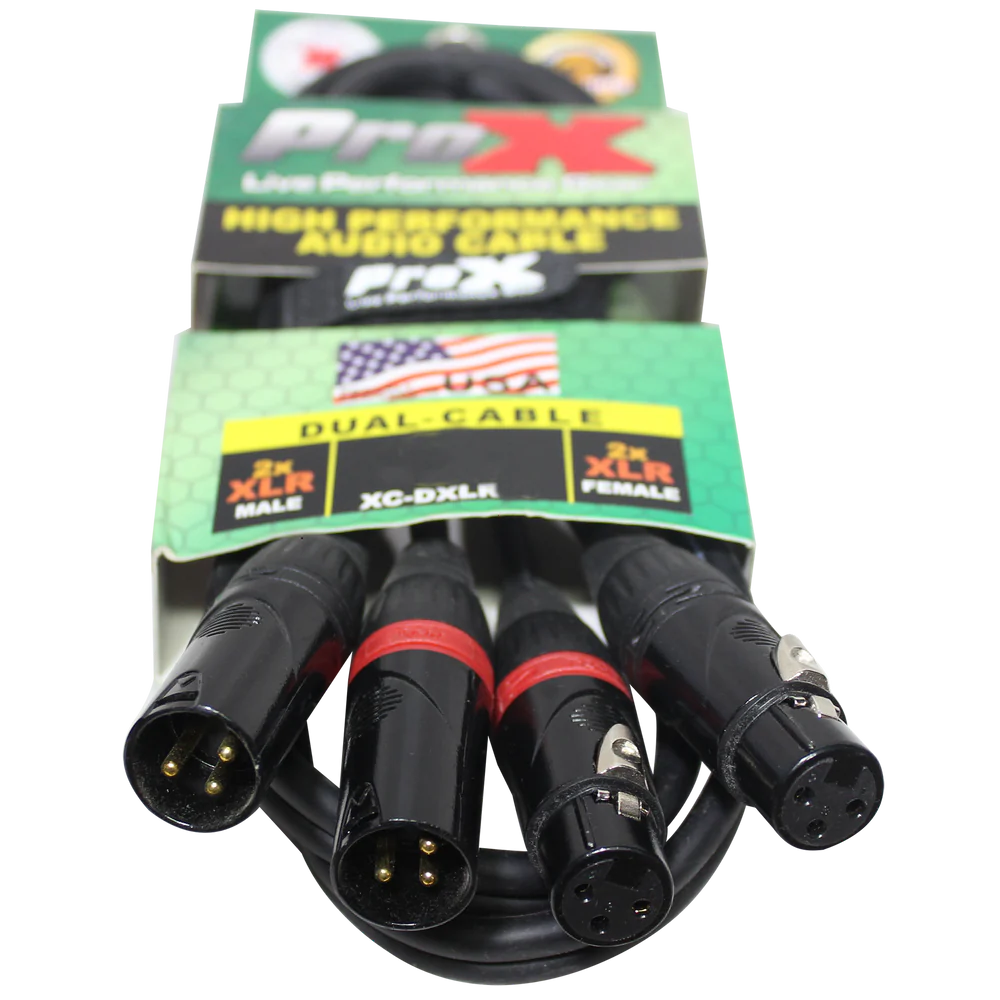 PRO-X- XC-DXLR03 - ProX XC-DXLR03 3 Ft. Balanced Dual XLR3-M to Dual XLR3-F High Performance Audio Cable
