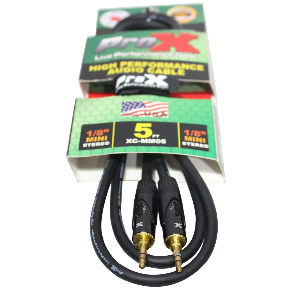 PRO-X- XC-MM05 - ProX XC-MM05 Balanced TRS-M Mini 1/8" to TRS-M Mini 1/8" High-Performance Audio Cable - 5 Ft.