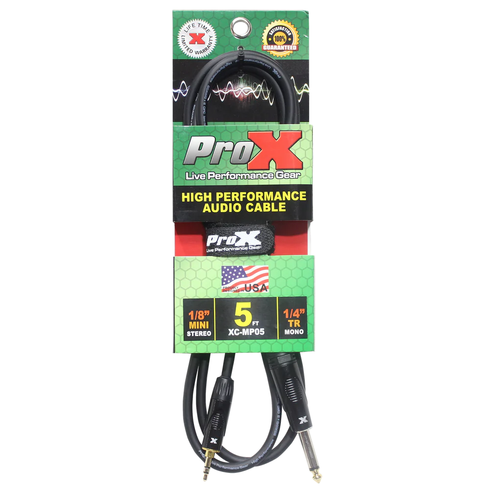 PRO-X- XC-MP05 - ProX XC-MP05 5 Ft. Unbalanced TRS-M Mini 1/8" to TS-M High Performance Audio Cable