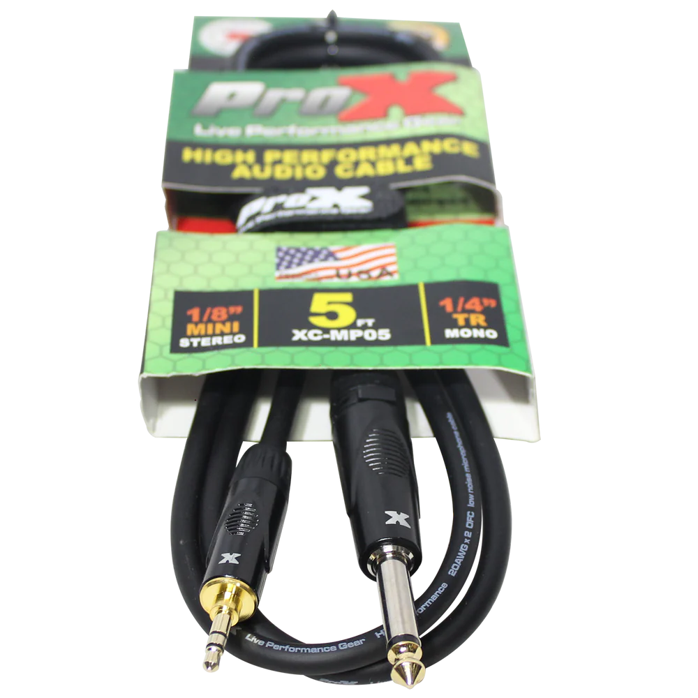 PRO-X- XC-MP05 - ProX XC-MP05 5 Ft. Unbalanced TRS-M Mini 1/8" to TS-M High Performance Audio Cable