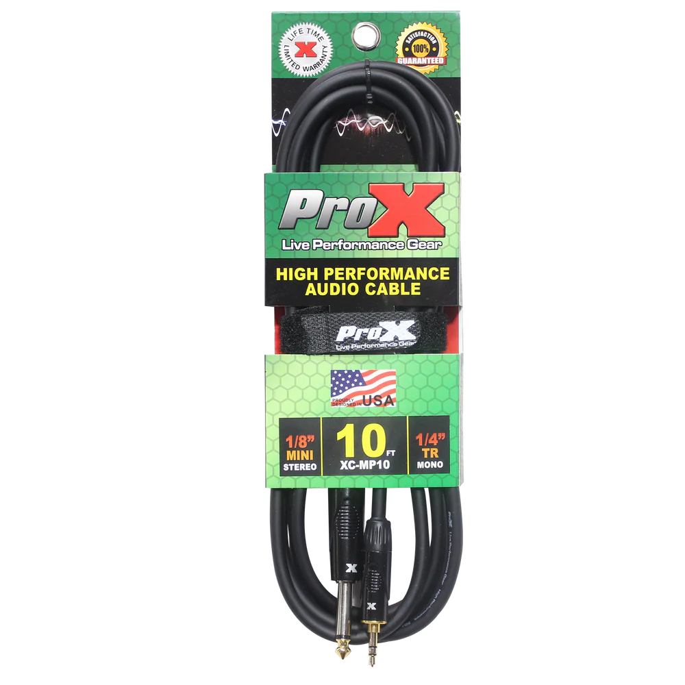 PRO-X- XC-MP10 - ProX XC-MP10 Unbalanced TRS-M Mini 1/8" to TS-M High Performance Audio Cable - 10'