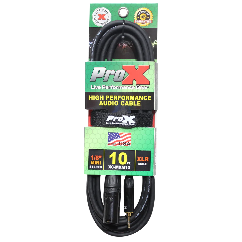 PRO-X- XC-MXM10 - ProX XC-MXM10 Unbalanced 1/8" (3.5mm) TRS-M Mini to XLR3-M High Performance Audio Cable - 10 Ft.
