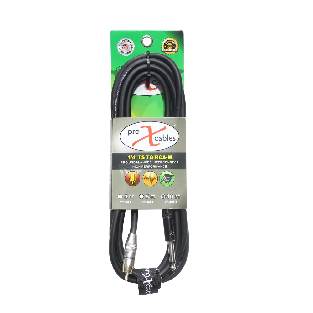 PRO-X- XC-PR10 - ProX XC-PR10 10 Ft. Unbalanced RCA Male to 1/4" Male High Performance Audio Cable