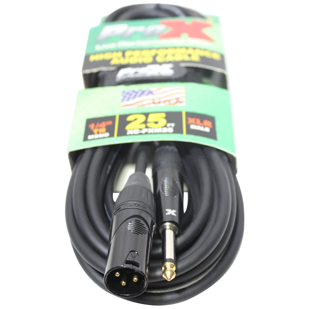 PRO-X- XC-PXM25 - ProX XC-PXM25 25 Ft. Unbalanced 1/4" TS to XLR3-M High Performance Audio Cable