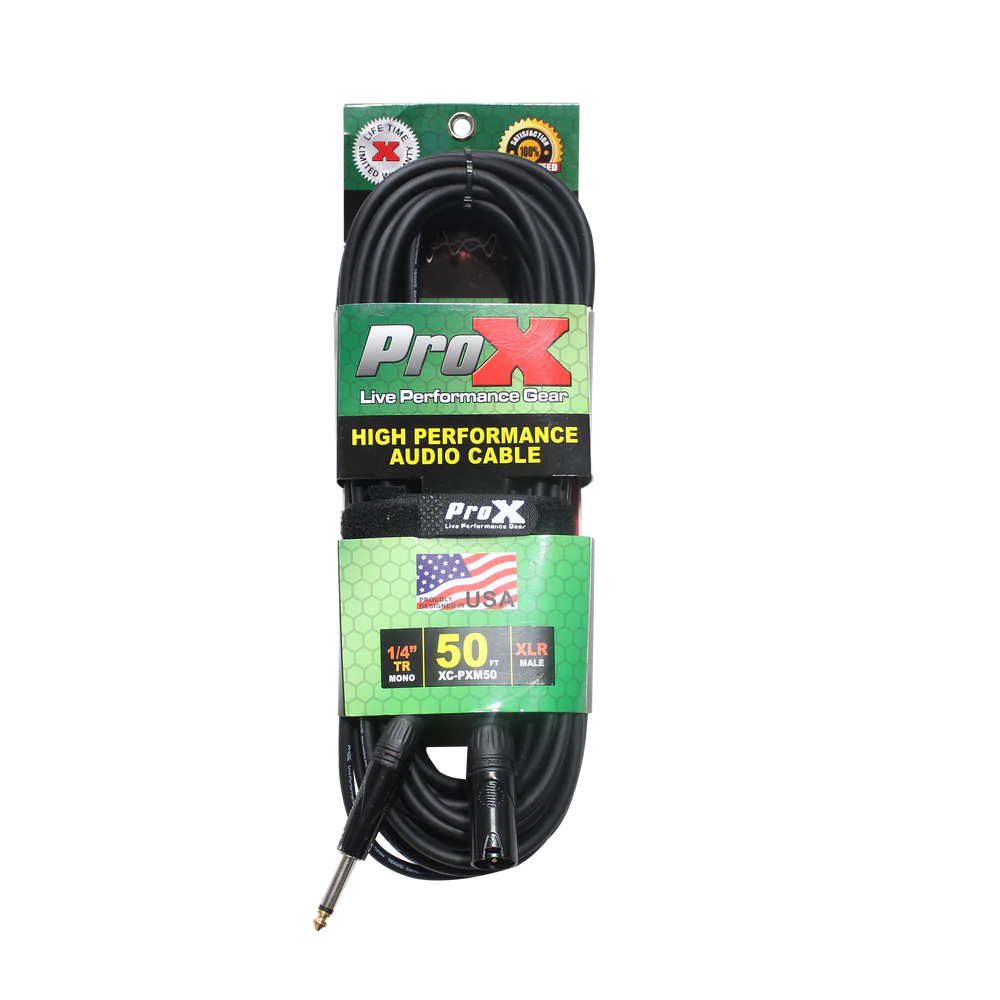 PRO-X- XC-PXM50 - ProX XC-PXM50 50 Ft. Unbalanced 1/4" TS-M to XLR3-M High Performance Audio Cable