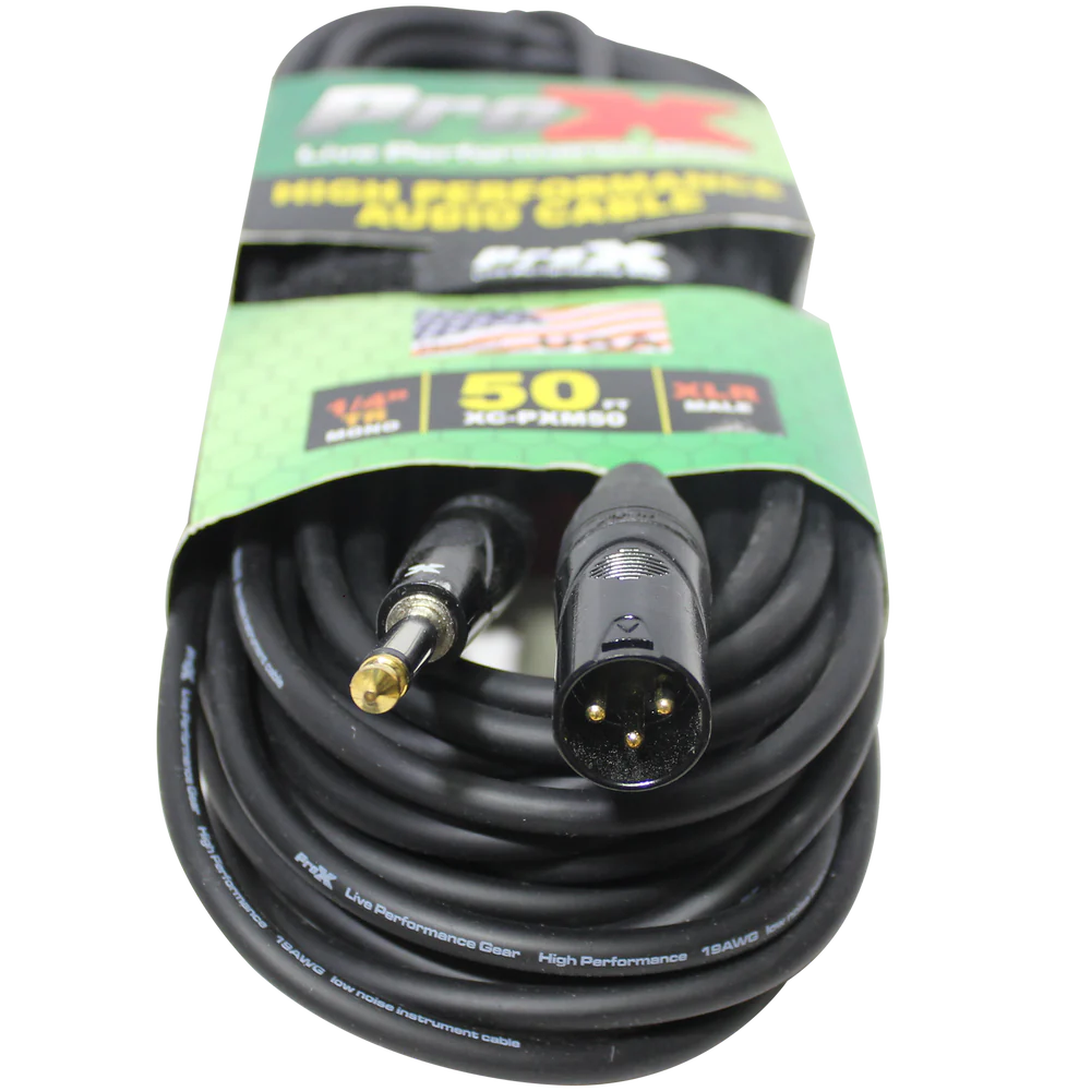 PROX-XC-PXM50 - ProX XC-PXM50 50 Ft. Unbalanced 1/4" TS-M to XLR3-M High Performance Audio Cable