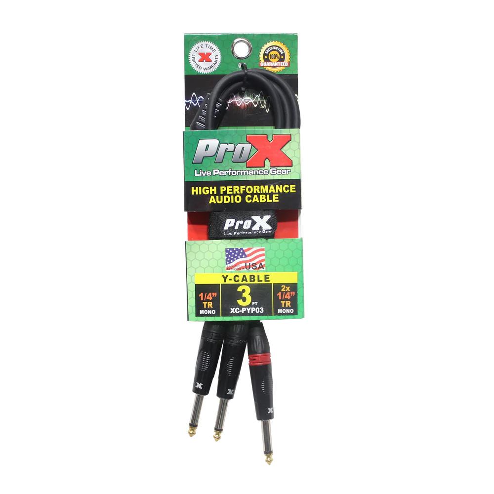 PRO-X- XC-PYP03 - ProX XC-PYP03 1/4" to Dual 1/4" High Performance Audio Cable - 3 Ft.