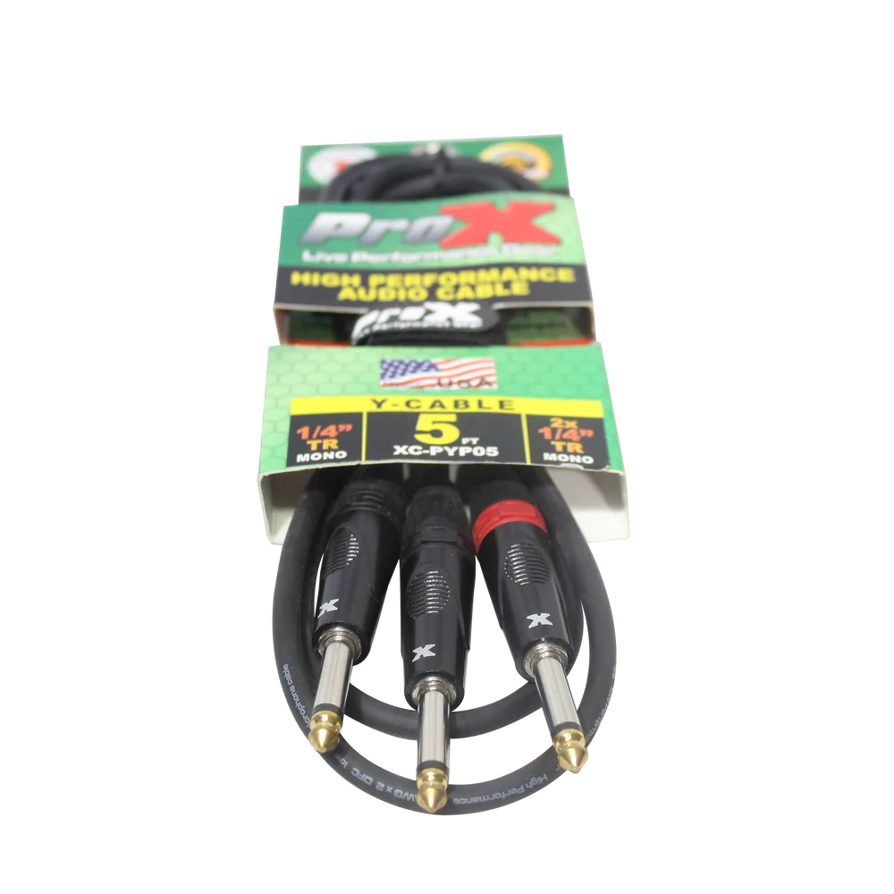 PRO-X- XC-PYP05 - ProX XC-PYP05 1/4" TS-M to Dual 1/4" TS-M High Performance Audio Cable - 5 Ft.