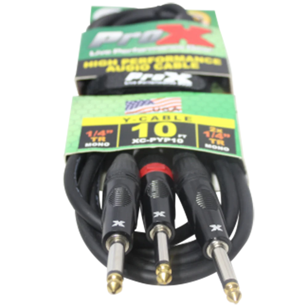 PRO-X- XC-PYP10 - ProX XC-PYP10 1/4" TS-M to Dual 1/4" TS-M High Performance Audio Cable - 10 Ft.