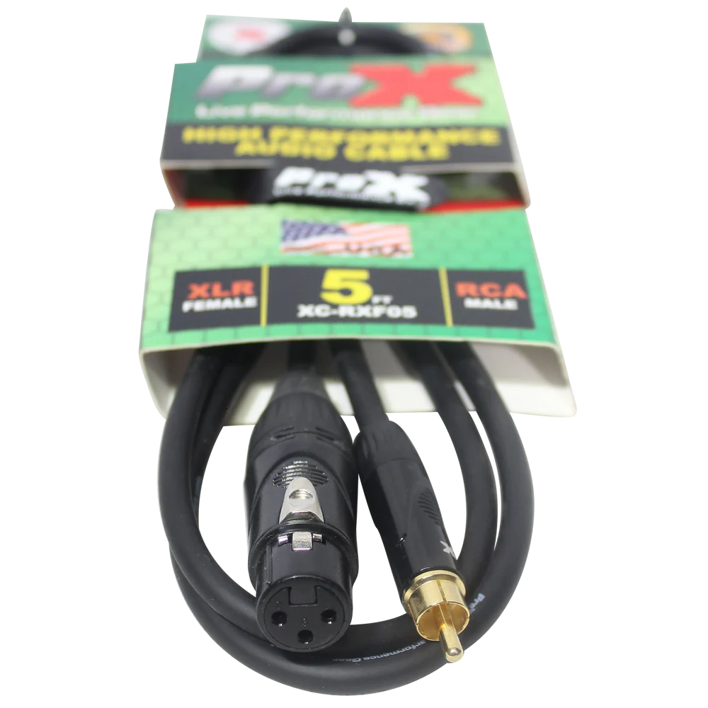 PRO-X- XC-RXF05 - ProX XC-RXF05 5 Ft. Unbalanced RCA to XLR3-F High Performance Audio Cable