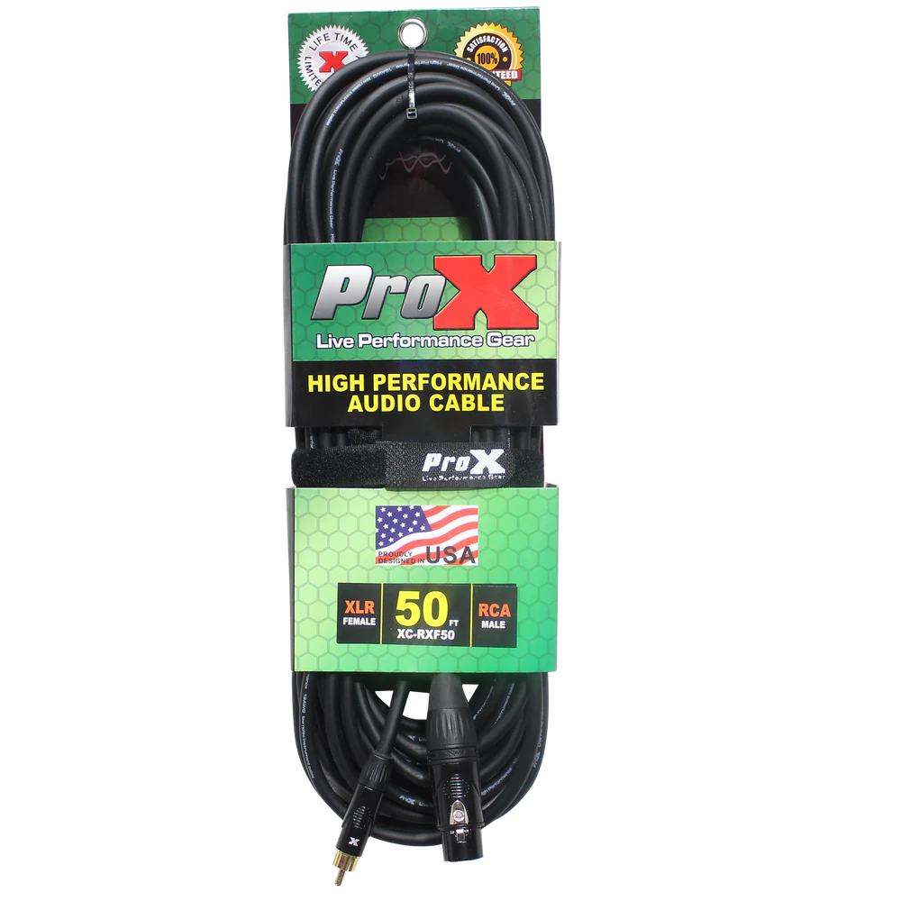 PRO-X- XC-RXF50 - ProX XC-RXF50 50 Ft. Unbalanced RCA to XLR3-F High Performance Audio Cable