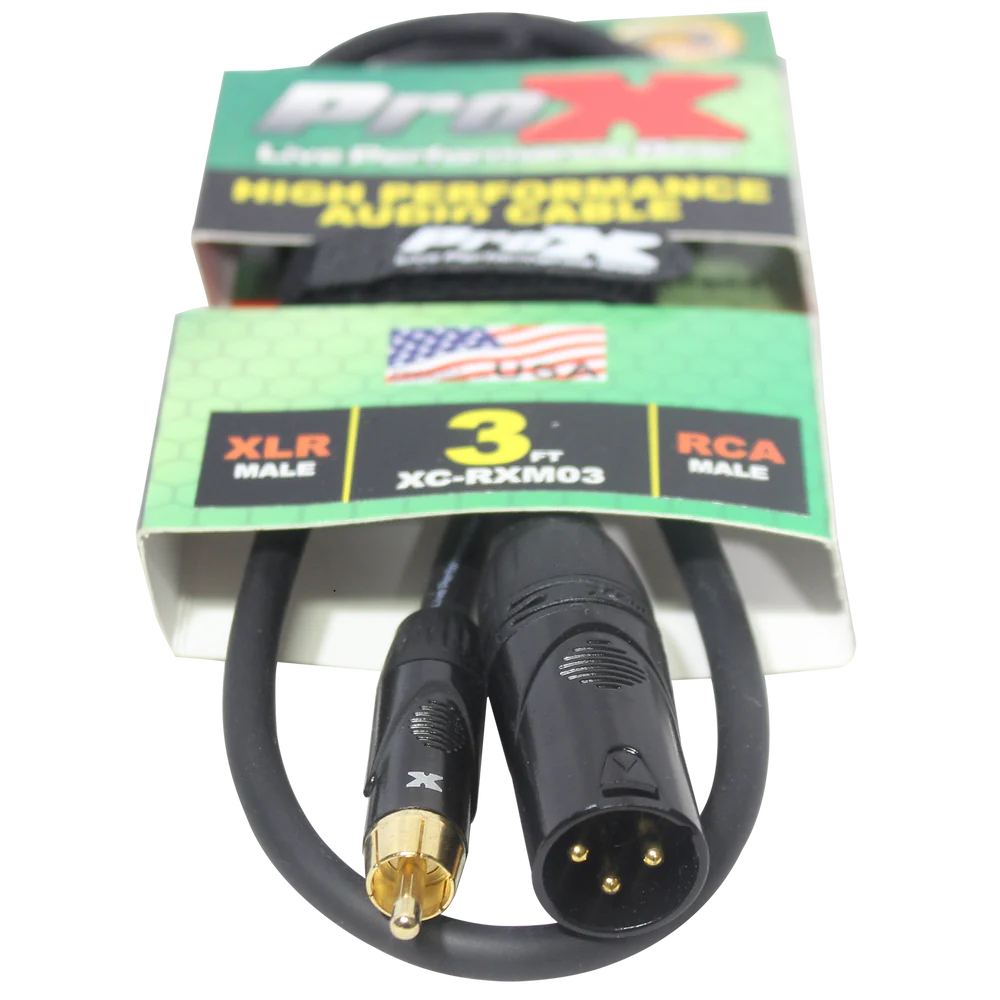 PRO-X- XC-RXM03 - ProX XC-RXM03 3 Ft. Unbalanced RCA to XLR3-M High Performance Audio Cable