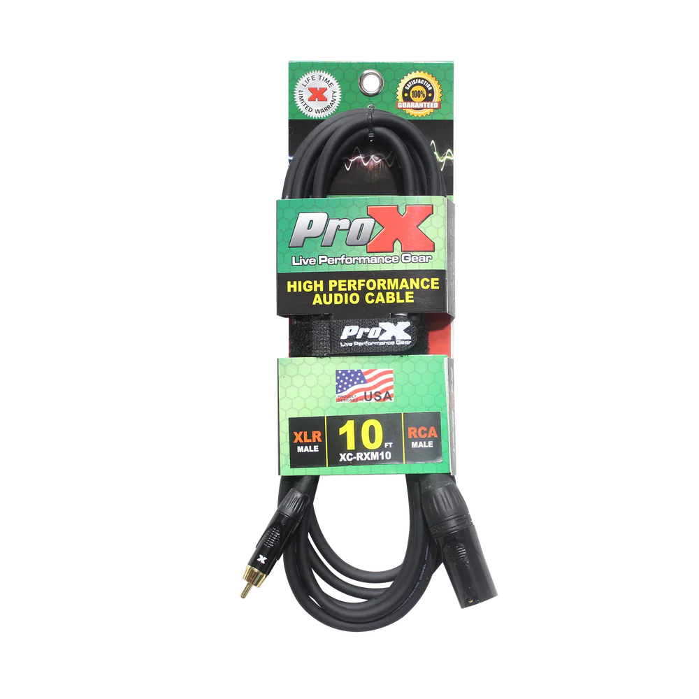 PROX-XC-RXM10 - ProX XC-RXM10 10 Ft. Unbalanced RCA to XLR3-M High Performance Audio Cable