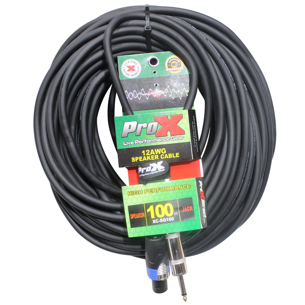 PRO-X- XC-SQ100 - ProX XC-SQ100 100ft. SpeakOn to 1/4" TS-M High Performance Speaker Cable 12AWG