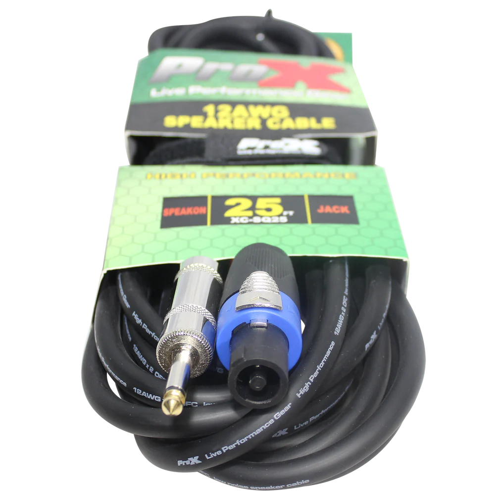 PRO-X- XC-SQ25 - ProX XC-SQ25 25ft. 12 AWG SpeakOn to 1/4" TS High Performance Speaker Cable