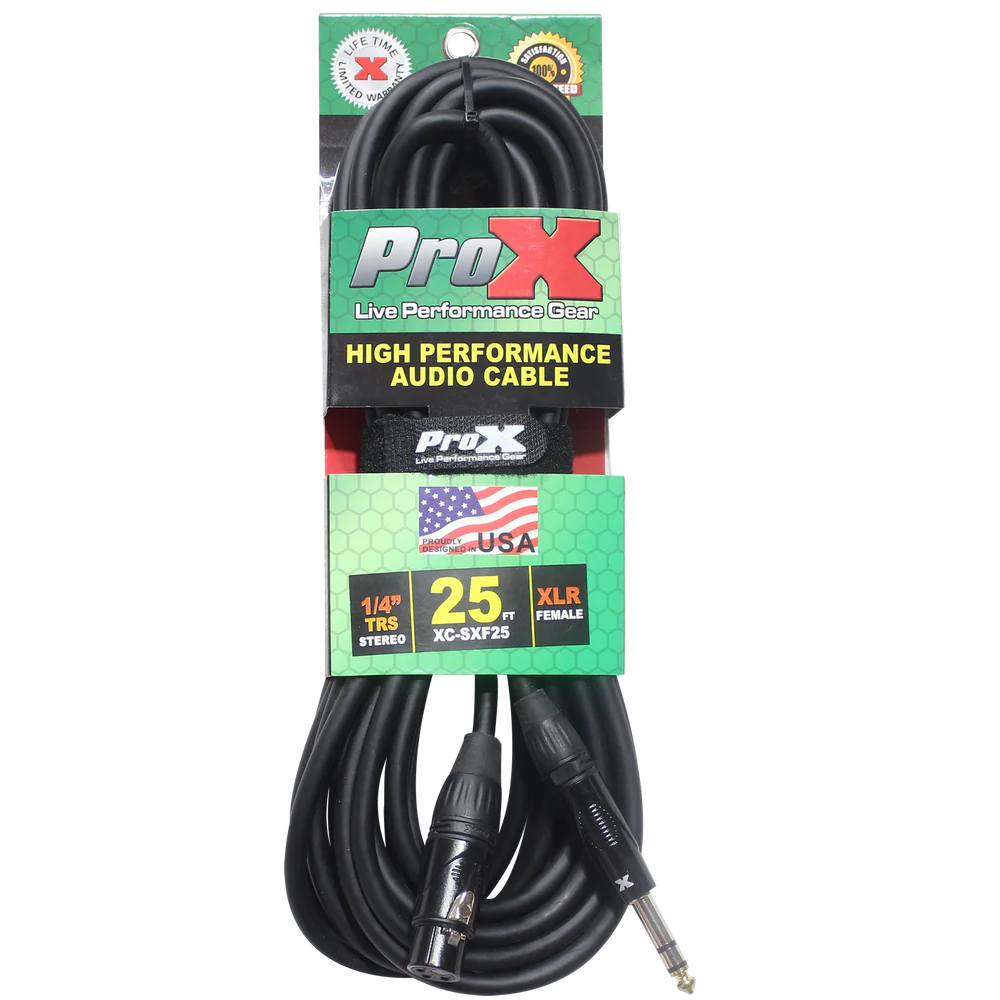 PROX-XC-SXF25 - ProX XC-SXF25 25 Ft. Balanced 1/4" TRS to XLR3-F High Performance Audio Cable