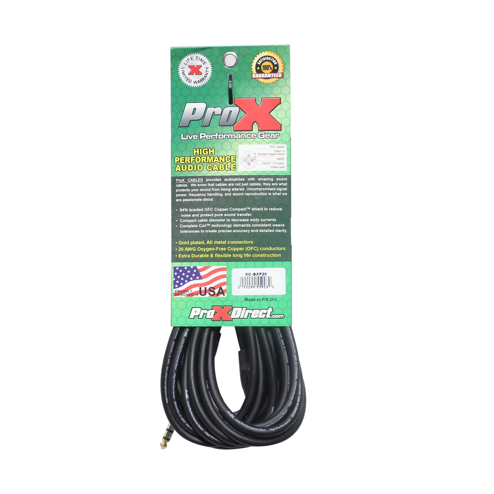 PRO-X- XC-SXF25 - ProX XC-SXF25 25 Ft. Balanced 1/4" TRS to XLR3-F High Performance Audio Cable
