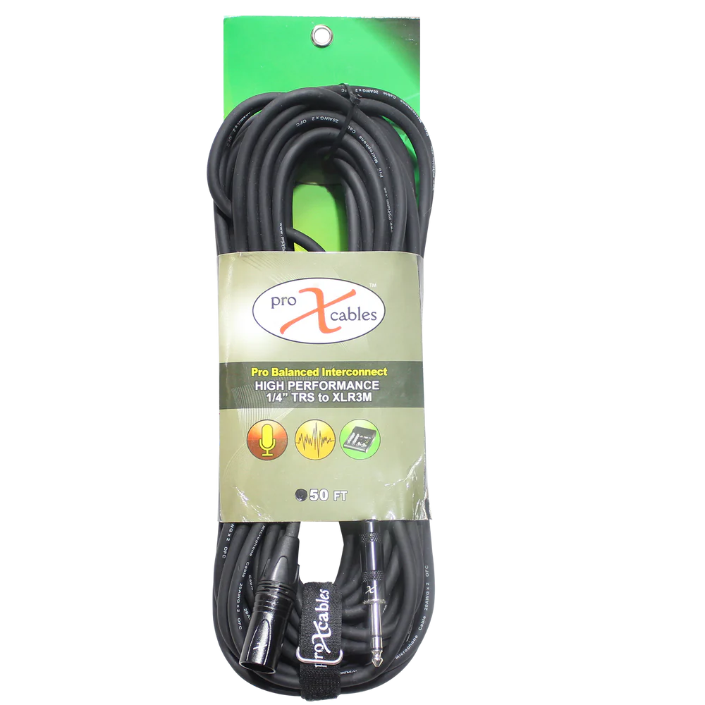 PRO-X- XC-SXM50 - ProX XC-SXM50 50 Ft. Balanced XLR3-M to 1/4 TRS-M High Performance Audio Cable