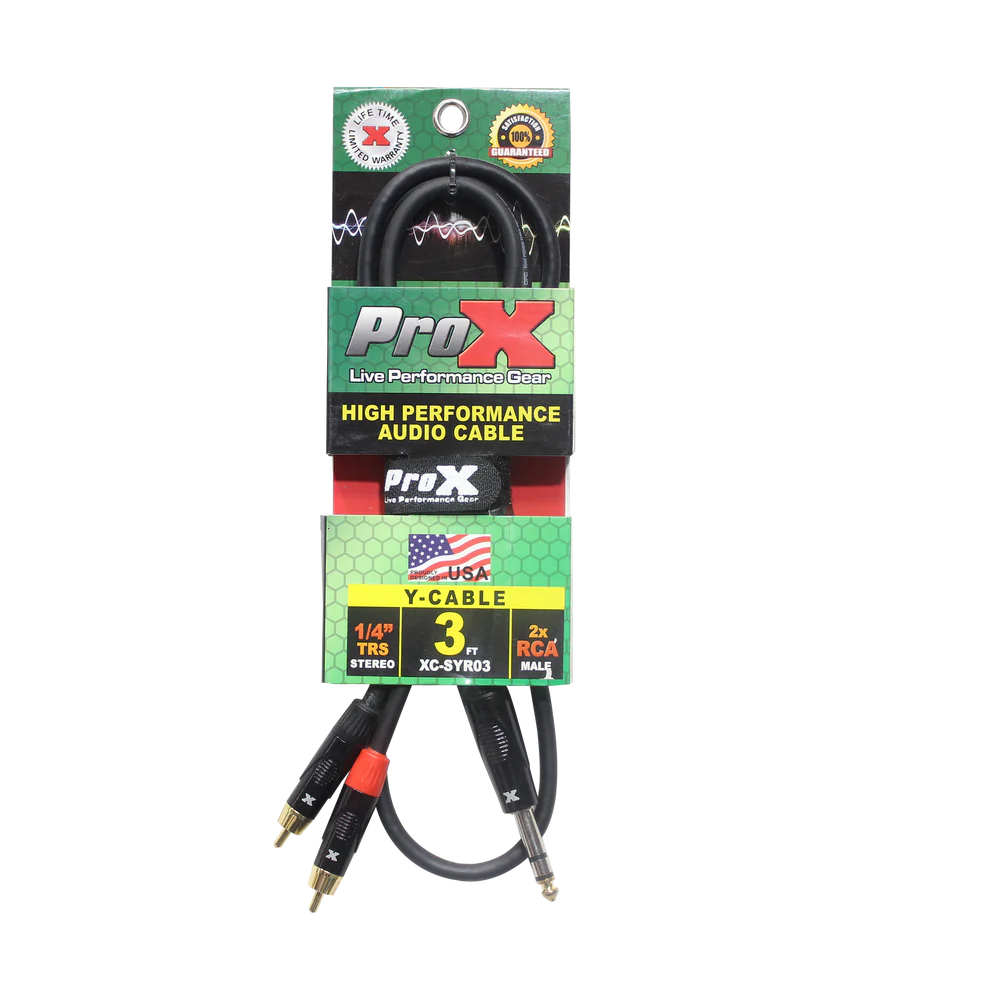 PROX-XC-SYR03 - ProX XC-SYR03 Unbalanced 1/4" TRS-M to Dual RCA-M High Performance Audio Cable - 3 Ft.